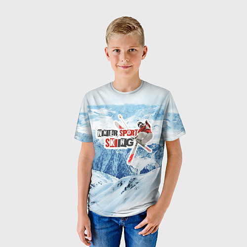 Детская футболка Горные лыжи фристайл / 3D-принт – фото 3