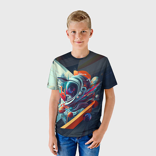 Детская футболка Космос в стиле кубизма / 3D-принт – фото 3