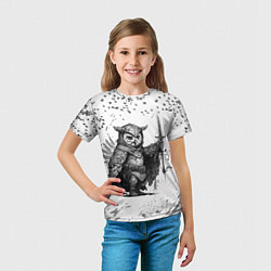 Футболка детская Воинственная сова, цвет: 3D-принт — фото 2