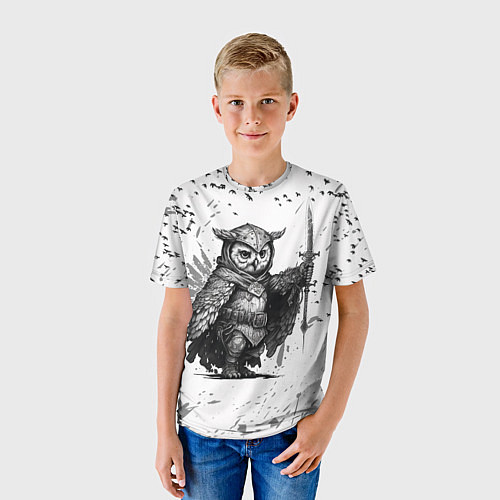 Детская футболка Воинственная сова / 3D-принт – фото 3