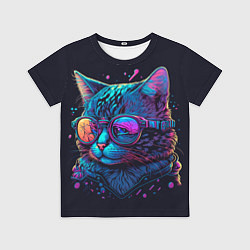 Футболка детская Кот неоновый, цвет: 3D-принт