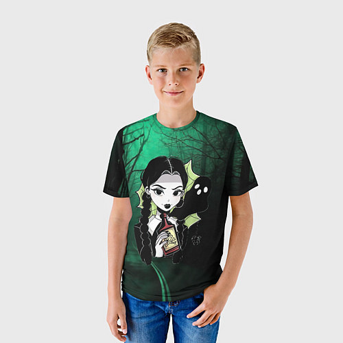 Детская футболка Уэнсдэй пьет яд / 3D-принт – фото 3
