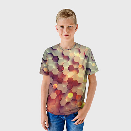 Детская футболка Объемный шестиугольник / 3D-принт – фото 3