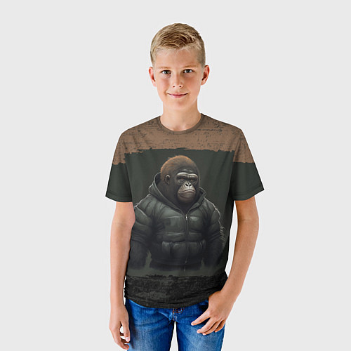 Детская футболка Горилла в пуховике / 3D-принт – фото 3