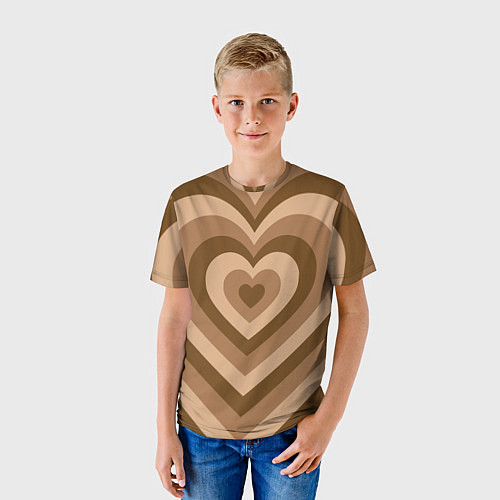 Детская футболка Hearts brown / 3D-принт – фото 3