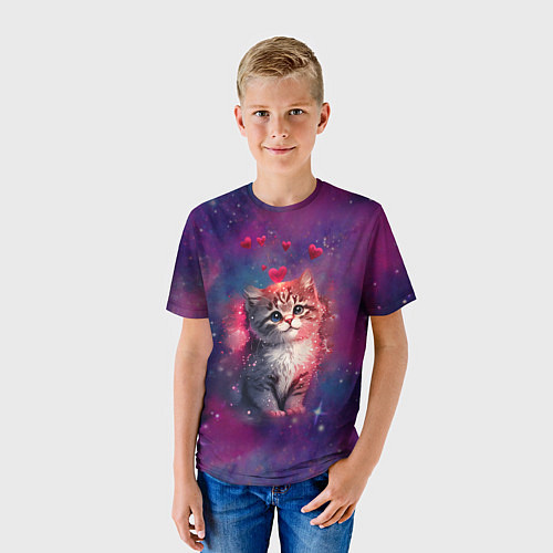 Детская футболка Космически котенок / 3D-принт – фото 3