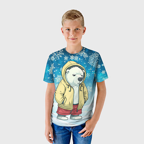 Детская футболка Грустный северный мишка / 3D-принт – фото 3