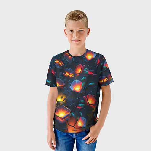 Детская футболка Светящиеся цветы / 3D-принт – фото 3