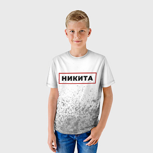Детская футболка Никита - в красной рамке на светлом / 3D-принт – фото 3