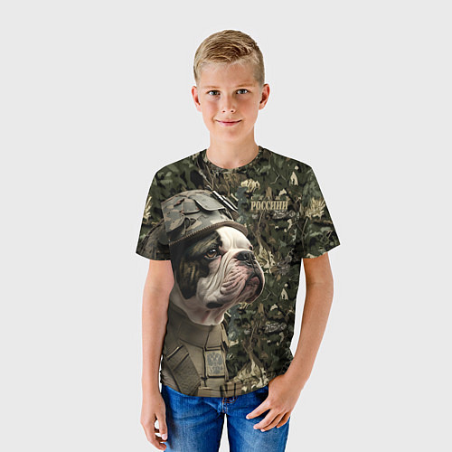 Детская футболка Бульдог солдат / 3D-принт – фото 3