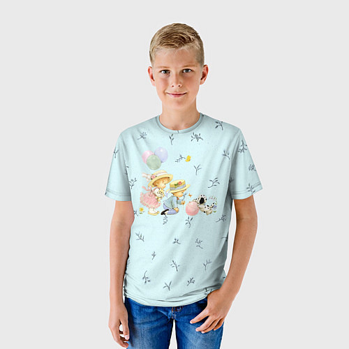 Детская футболка Играющие дети с собакой / 3D-принт – фото 3