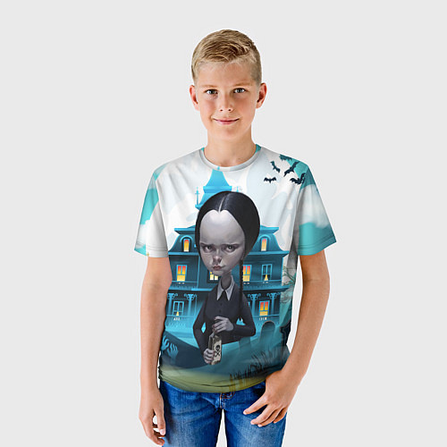 Детская футболка Семейка Аддамс - старый замок / 3D-принт – фото 3