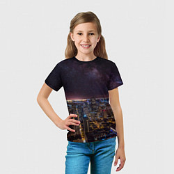 Футболка детская Ночной город и звёзды на небе, цвет: 3D-принт — фото 2