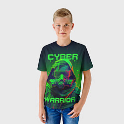 Футболка детская Кибер воин в стиле киберпанк, цвет: 3D-принт — фото 2