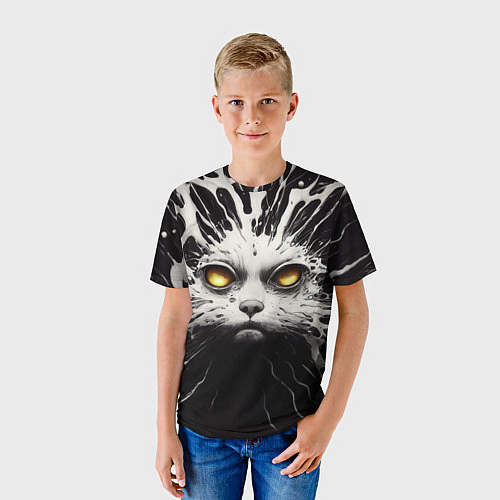 Детская футболка Молочный кот с брызгами / 3D-принт – фото 3