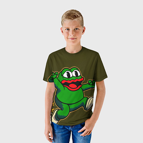 Детская футболка Лягушонок Пепе начал бегать / 3D-принт – фото 3