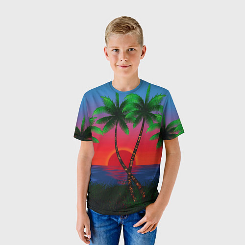 Детская футболка Пальмы и море / 3D-принт – фото 3