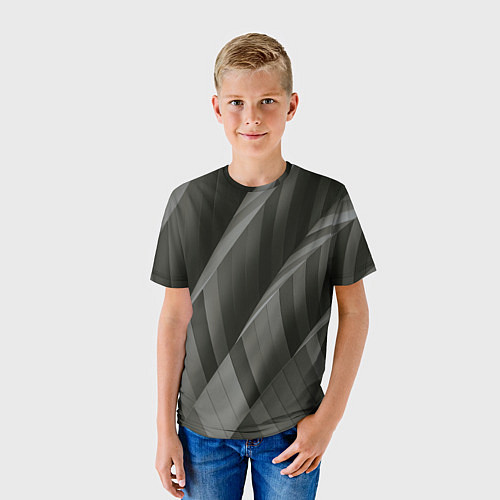 Детская футболка Абстрактные серые острые металлические листы / 3D-принт – фото 3