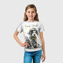 Футболка детская Пятнистый щенок в военном камуфляже, цвет: 3D-принт — фото 2