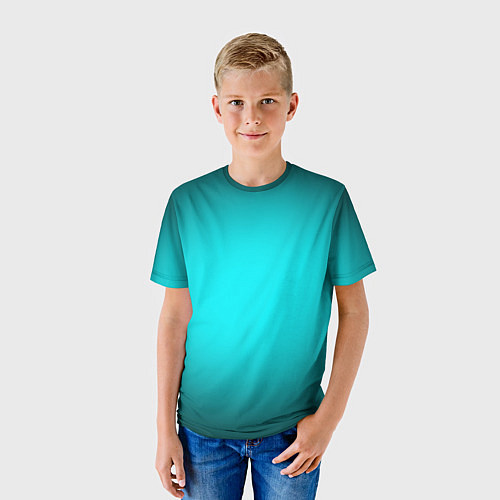 Детская футболка Неоновый синий градиент / 3D-принт – фото 3