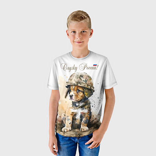 Детская футболка Милый щенок солдат / 3D-принт – фото 3
