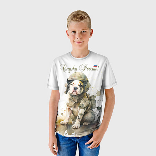 Детская футболка Бойцовая пёс в военной форме / 3D-принт – фото 3