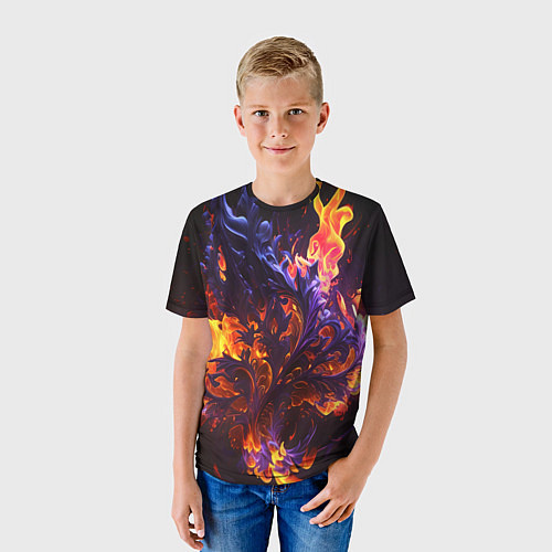 Детская футболка Текстура огня / 3D-принт – фото 3