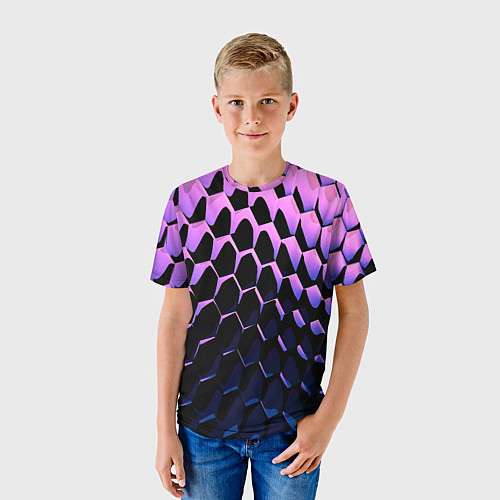 Детская футболка Шестиугольники волны / 3D-принт – фото 3