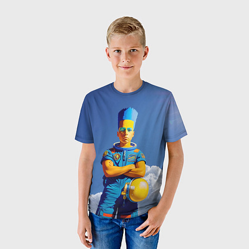 Детская футболка Барт Симпсон - космический мальчик - нейросеть / 3D-принт – фото 3