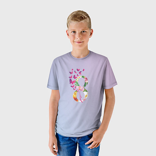 Детская футболка Восьмое марта в бабочках / 3D-принт – фото 3