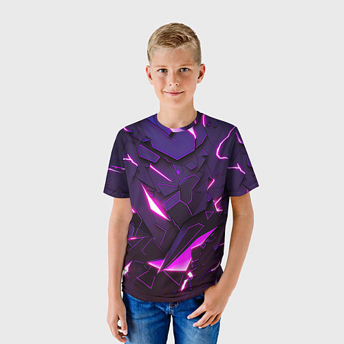 Детская футболка Неоновые абстрактные электрические плиты / 3D-принт – фото 3