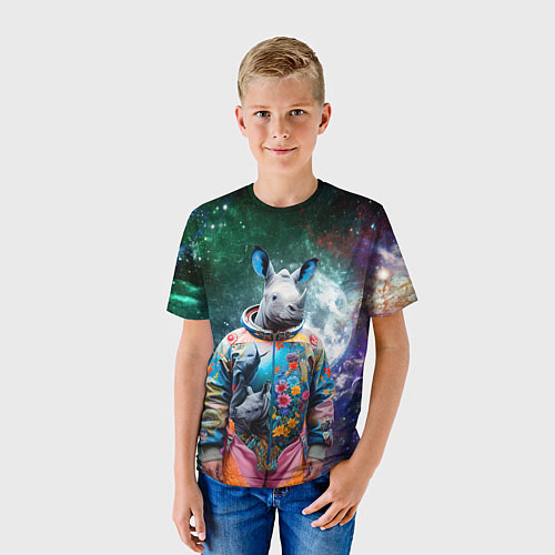 Детская футболка Rhino in spacesuit - neural network / 3D-принт – фото 3