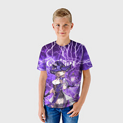 Футболка детская Лиза на фоне молний, цвет: 3D-принт — фото 2