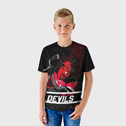 Футболка детская New Jersey Devils маскот, цвет: 3D-принт — фото 2