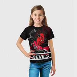 Футболка детская New Jersey Devils маскот, цвет: 3D-принт — фото 2