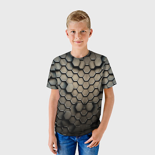 Детская футболка Сталь и соты / 3D-принт – фото 3