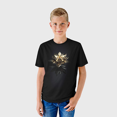 Детская футболка Геометрическая золотая лилия / 3D-принт – фото 3