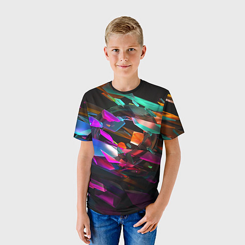 Детская футболка Разноцветные осколки реальности / 3D-принт – фото 3