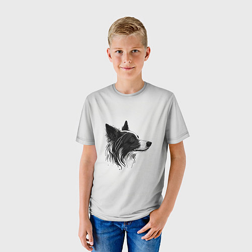Детская футболка Арт бордер-колли / 3D-принт – фото 3