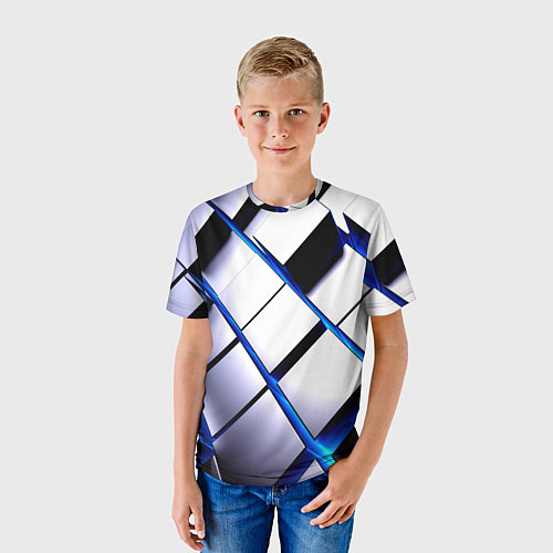 Детская футболка Неоновые плиты киберпанк / 3D-принт – фото 3