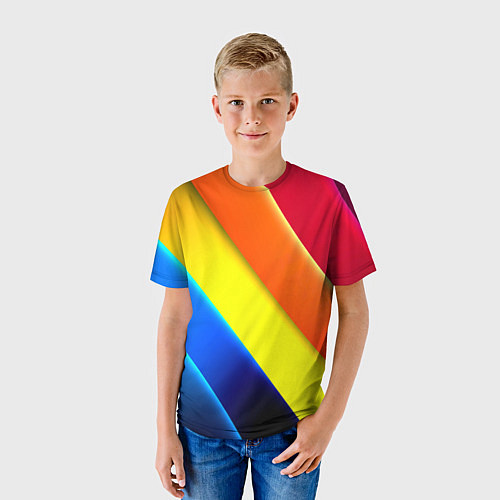 Детская футболка Радужные полосы текстура / 3D-принт – фото 3