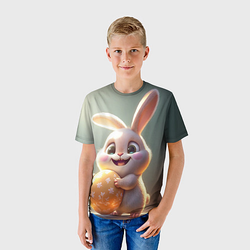 Детская футболка Пасхальный зайка на полянке / 3D-принт – фото 3
