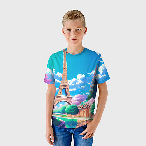 Детская футболка Весенний Париж / 3D-принт – фото 3