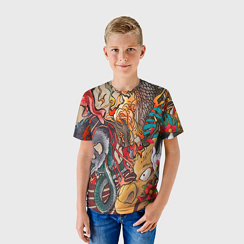 Детская футболка Иредзуми: демон и дракон / 3D-принт – фото 3
