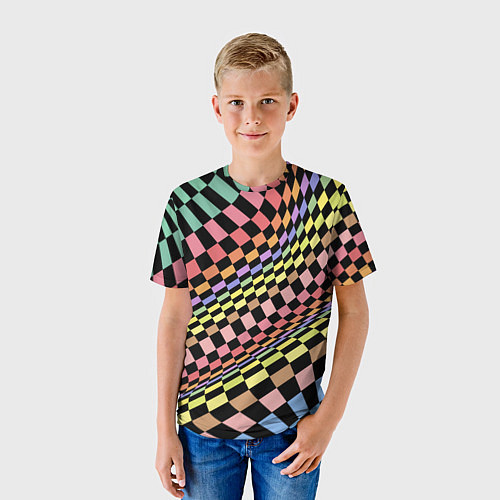 Детская футболка Colorful avant-garde chess pattern - fashion / 3D-принт – фото 3