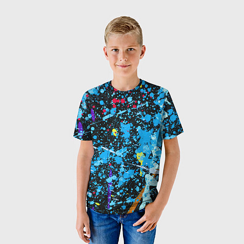 Детская футболка Брызги краски на холсте / 3D-принт – фото 3