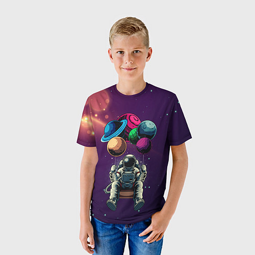 Детская футболка Космонавт на шариках / 3D-принт – фото 3