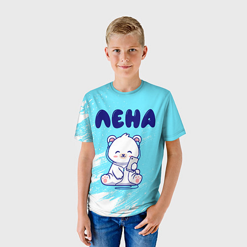 Детская футболка Лена белый мишка / 3D-принт – фото 3