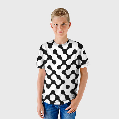 Детская футболка Чёрно-белый растровый узор / 3D-принт – фото 3