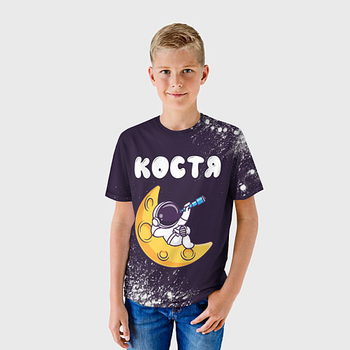 Детская футболка Костя космонавт отдыхает на Луне / 3D-принт – фото 3